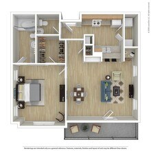 1 Bed 1.5 Bath 896 SqFt (814 Net)  106C floor plan